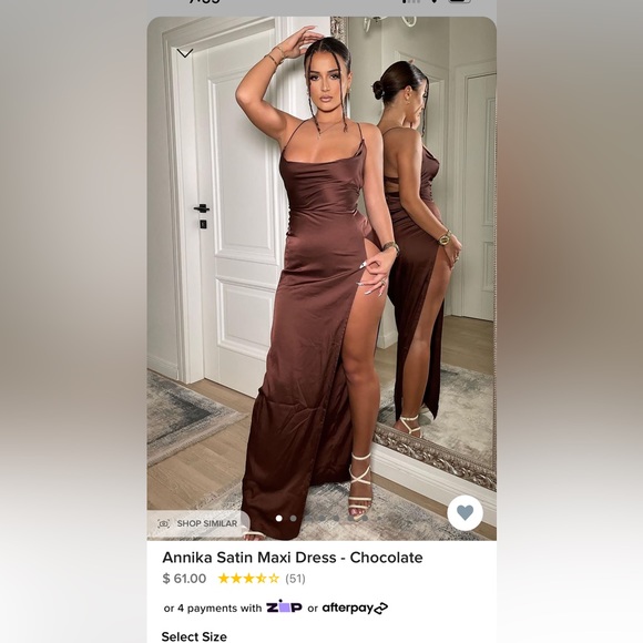 Satin Maxi Dress with Slit (FashionNova) - Picture 1 of 1